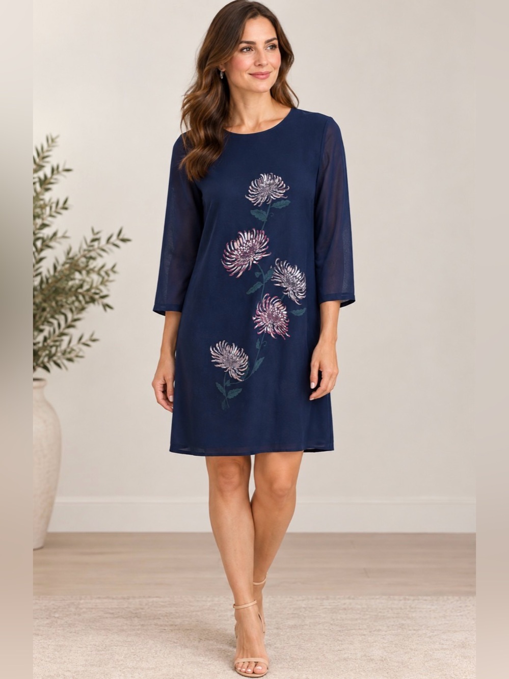 Maison Simon’s Navy Floral Shift Dress